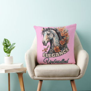 Cojín Decorativo Whimsical Horse Tattoo con vibrante toque floral
