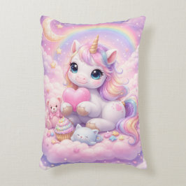 Cojín Decorativo Whimsical Kawaii Unicorn & Friends Pastel Cloud
