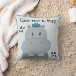 Cojín Decorativo Whimsical lindo hippo head cita personalizada