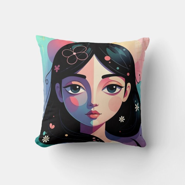 Cojín Decorativo Whimsical Modern Art Throw Pillow (Anverso)