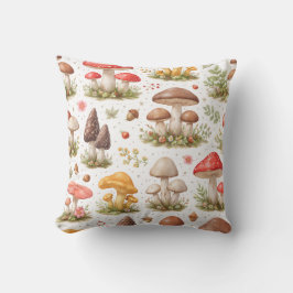 Cojín Decorativo Whimsical Mushroom Pattern – Vintage Botanical 