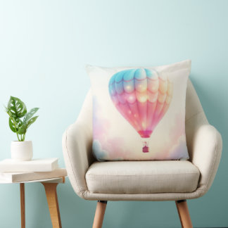 Cojín Decorativo Whimsical Mystical Flying Air Balloon Light Colors