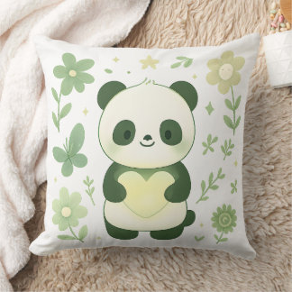 Cojín Decorativo Whimsical Panda Heart Throw Pillow