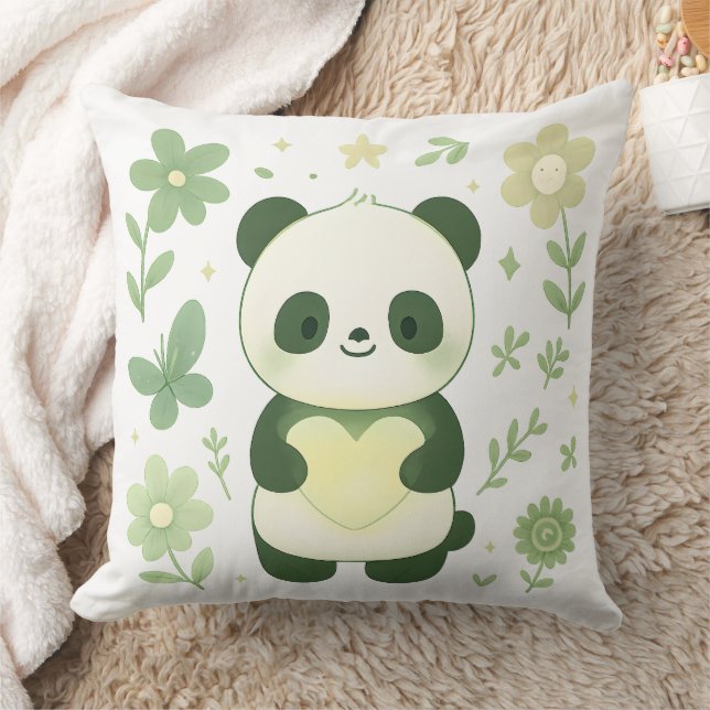 Cojín Decorativo Whimsical Panda Heart Throw Pillow (Manta)