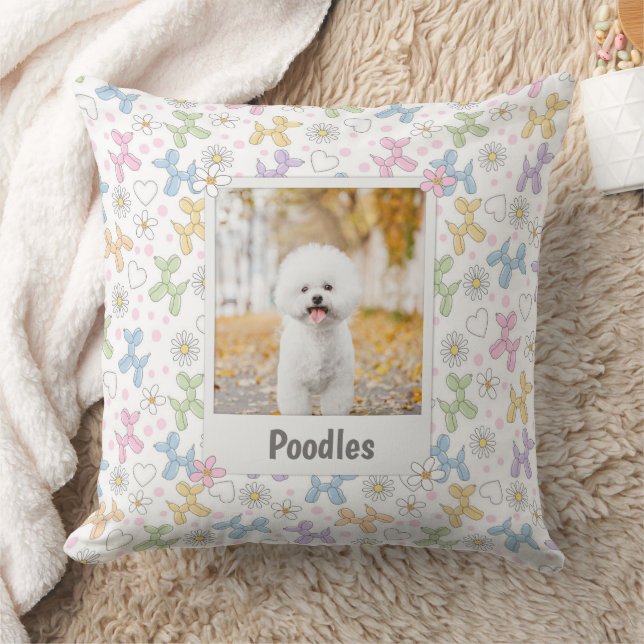 Cojín Decorativo  Whimsical Pastel Custom Photo Poodle Throw Pillow (Manta)