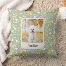 Cojín Decorativo Whimsical Pastel Custom Photo Poodle Throw Pillow