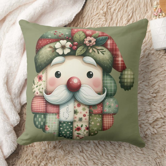 Cojín Decorativo Whimsical Patchwork Santa Folk Christmas (Manta)