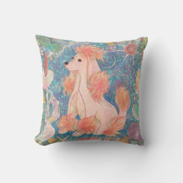 Cojín Decorativo Whimsical Pink Poodle & Ocean Shells Cushion