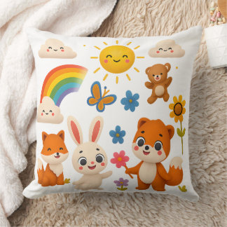 Cojín Decorativo Whimsical Rainbow Animals Decorative Pillow
