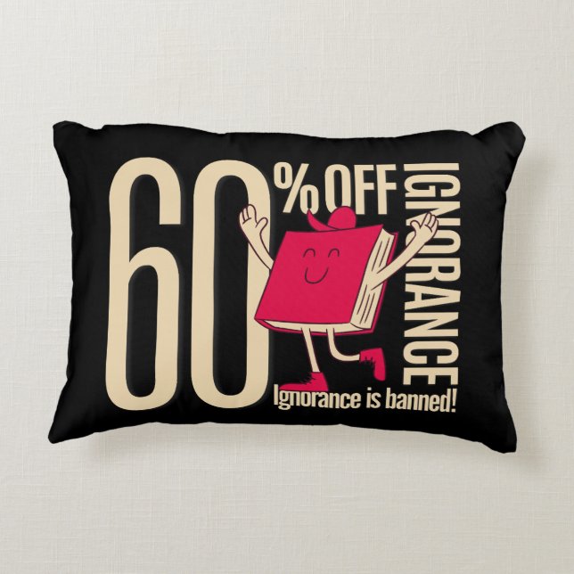 Cojín Decorativo Whimsical Red Book Ignorance Banned Accent Throw  (Reverso)
