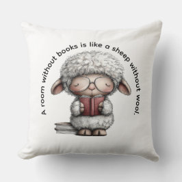 Cojín Decorativo Whimsical Sheep Reading a Book