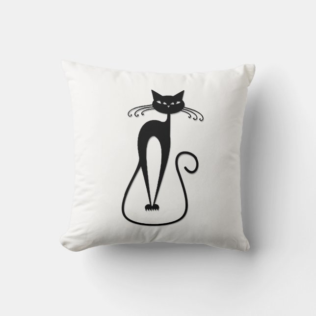 Cojín Decorativo Whimsical Skinny Black Cat (Anverso)