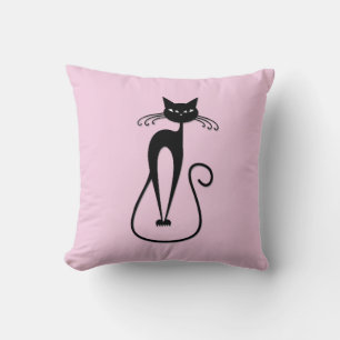 Cojín Decorativo Whimsical Skinny Black Cat Rosa