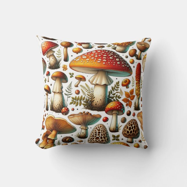 Cojín Decorativo Whimsical Wild Mushrooms (Anverso)
