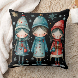 Cojín Decorativo Whimsical Winter Family Throw Pillow