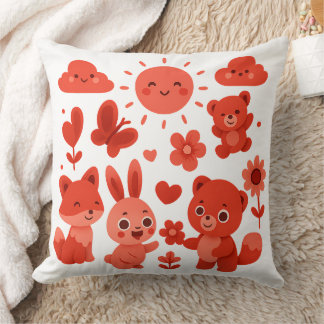 Cojín Decorativo Whimsical Woodland Animals Sun & Hearts 