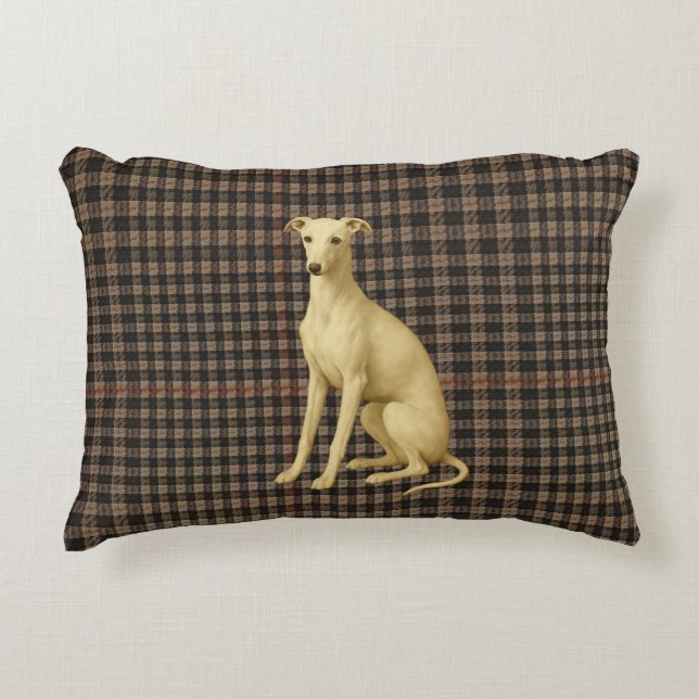 Cojín Decorativo Whippet tartan / plaid / tweed accdent cushion (Anverso)