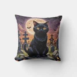 Cojín Decorativo Whiskers of the Witching Hour - Gato negro