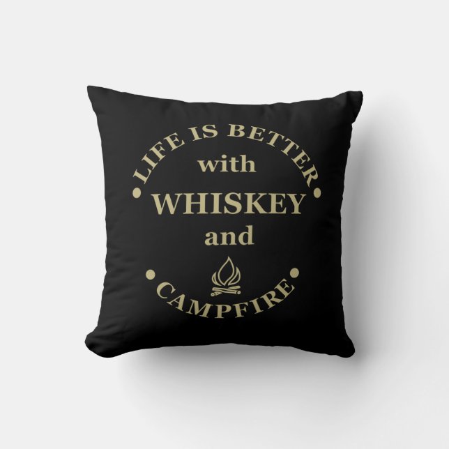 Cojín Decorativo Whiskey cita graciosos dichos de camping (Anverso)