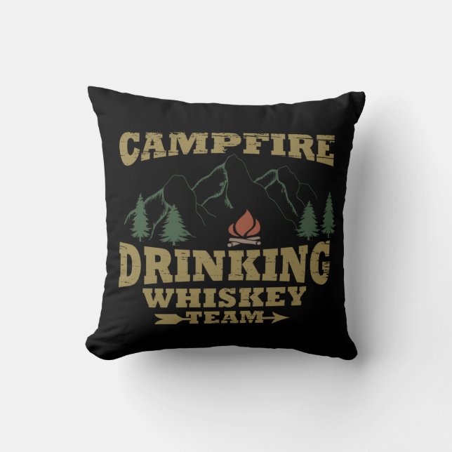 Cojín Decorativo Whiskey cita graciosos dichos de camping (Anverso)