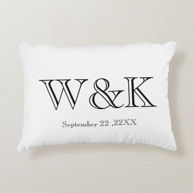 Cojín Decorativo White & black monogram wedding keepsake  (Anverso)