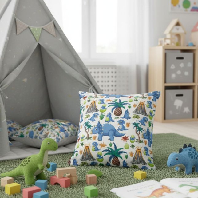 Cojín Decorativo White, Blue, and Green Dinosaur Pillow (Subido por el creador)
