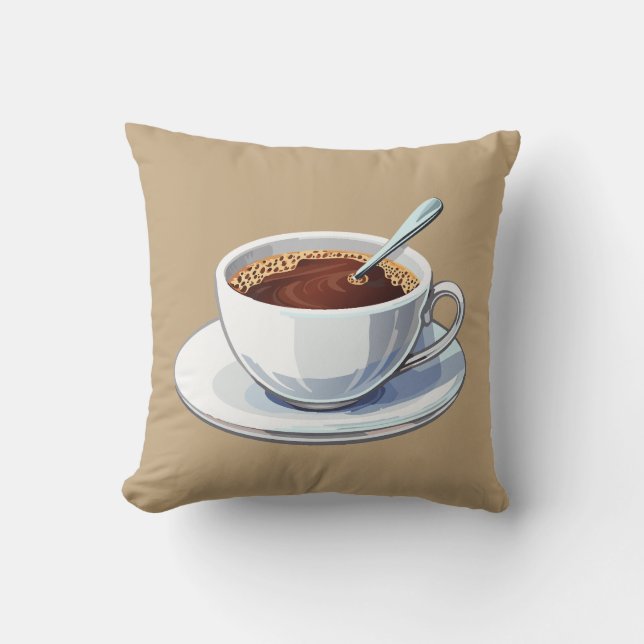 Cojín Decorativo White coffee cup on a saucer filled with coffee (Anverso)