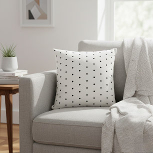 Cojín Decorativo White cushion with black polka dots