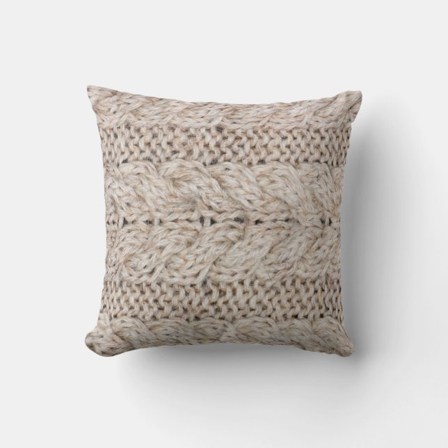 Cojín Decorativo White knitting wool texture background. (Anverso)