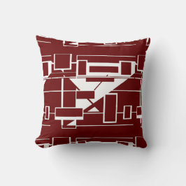 Cojín Decorativo White on Burgundy Geometric Abstract Labyrinth 