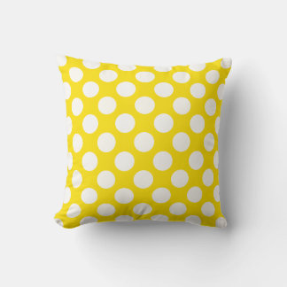 Cojín Decorativo White Polka Dots on Yellow Throw Pillow