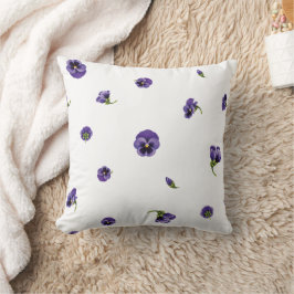 Cojín Decorativo White Purple Japanese Pansy Floral Pattern