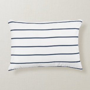 Cojín Decorativo White Rectangular Accent Pillow with Blue Stripes
