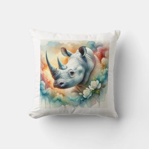 Cojín Decorativo White Rhinoceros 010824AREF136 - Watercolor