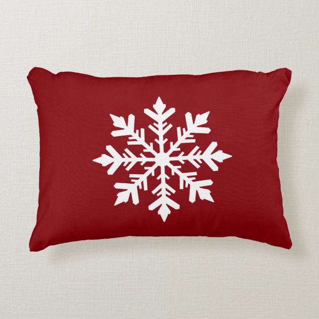 Cojín Decorativo White Snowflake Silhouette On Red Christmas (Anverso)