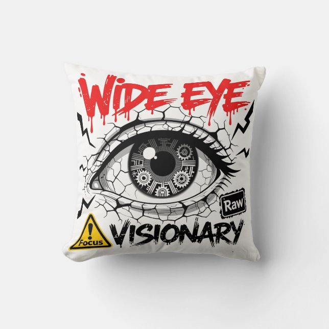 Cojín Decorativo Wide Eye Visionary Raw Streetwear Graphic (Anverso)