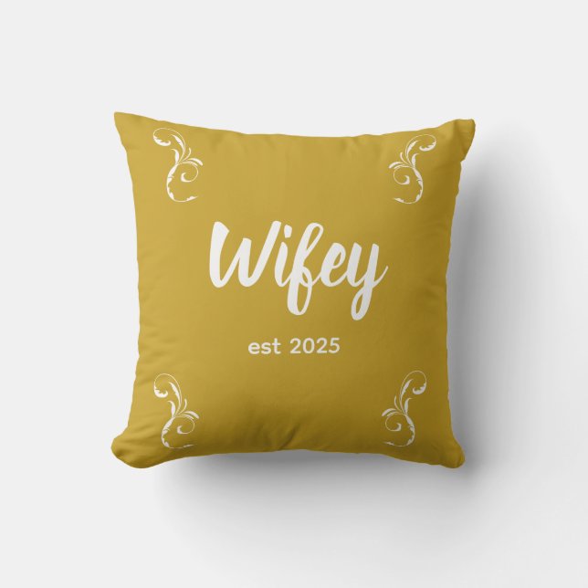 Cojín Decorativo Wifey Custom Gold Bride, Fiance Gift (Anverso)