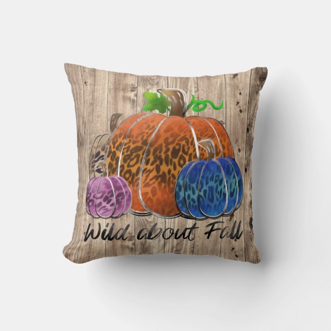 Cojín Decorativo Wild About Fall Leopard Print Pumpkins (Anverso)
