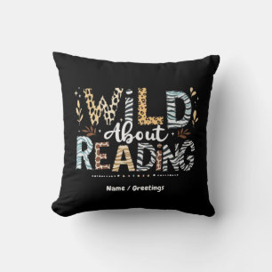 Cojín Decorativo Wild About Reading Book Lover & Animal Design