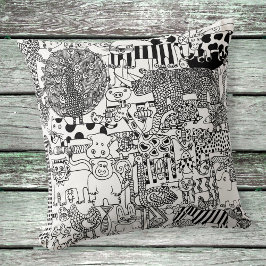Cojín Decorativo Wild Animals Black and White Safari Illustrative