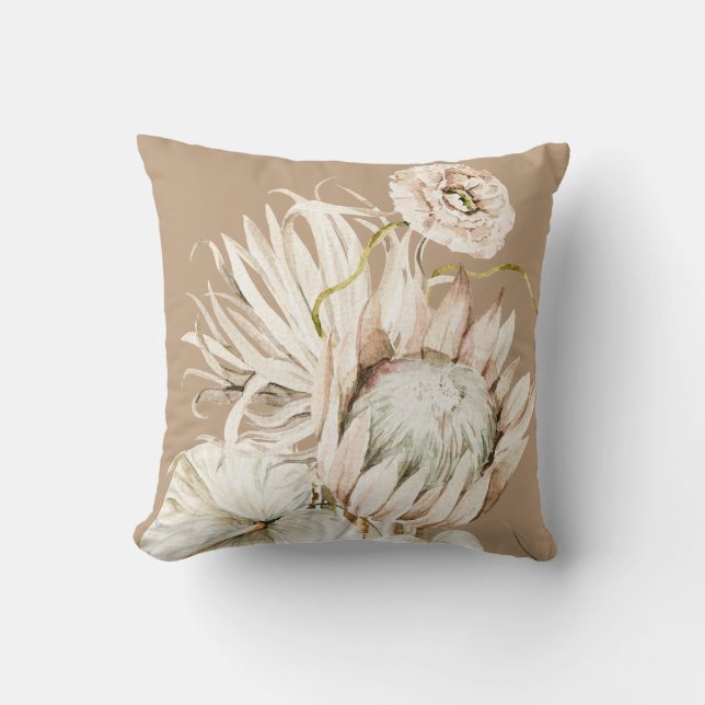 Cojín Decorativo Wild Boho Protea Pampas Grass Floral Beige (Anverso)