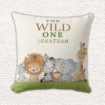 Cojín Decorativo Wild One Birthday Jungle Animals<br><div class="desc">Diseño lindo de Cojin Decorativo para cumpleaños de bebe de cumpleaños de niño o niña con tematica de animales de la selva . Se puede personalizar con el nombre de tu bebe,  No lo piense y adquiera el suyo ahora.</div>