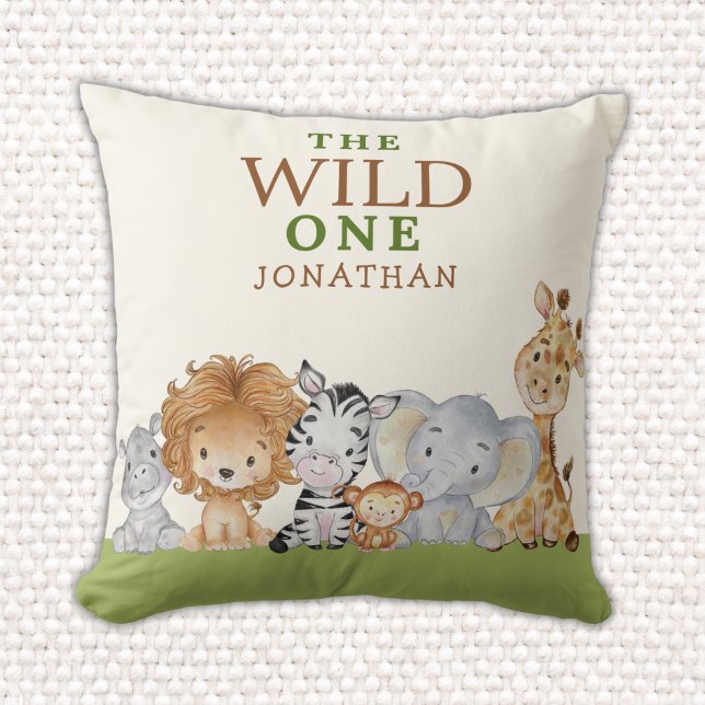 Cojín Decorativo Wild One Birthday Jungle Animals (Subido por el creador)