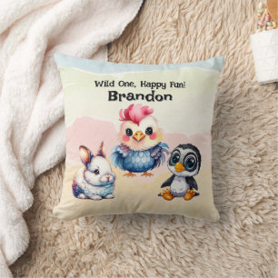 Cojín Decorativo Wild One Happy Fun Woodland Animals Watercolor