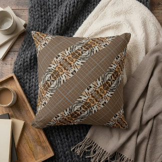 Cojín Decorativo Wildcat Matrix - Bengal Cat Leopard Coffee Pillow