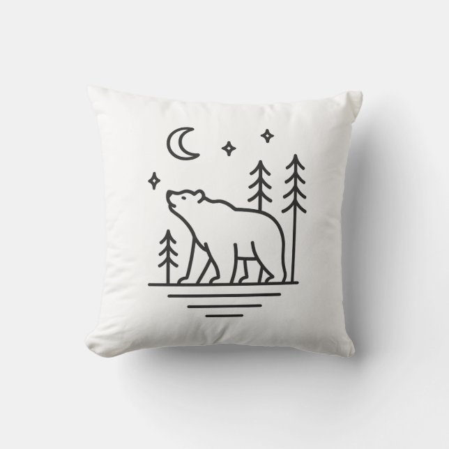 Cojín Decorativo Wilderness Bear Under the Moon Decorative Pillow (Anverso)