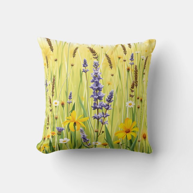 Cojín Decorativo Wildflower Meadow Summer Pattern (Anverso)