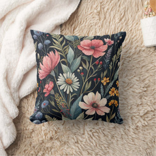 Cojín Decorativo Wildflowers Botanical Inspiration Black