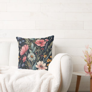 Cojín Decorativo Wildflowers Botanical Inspiration Black