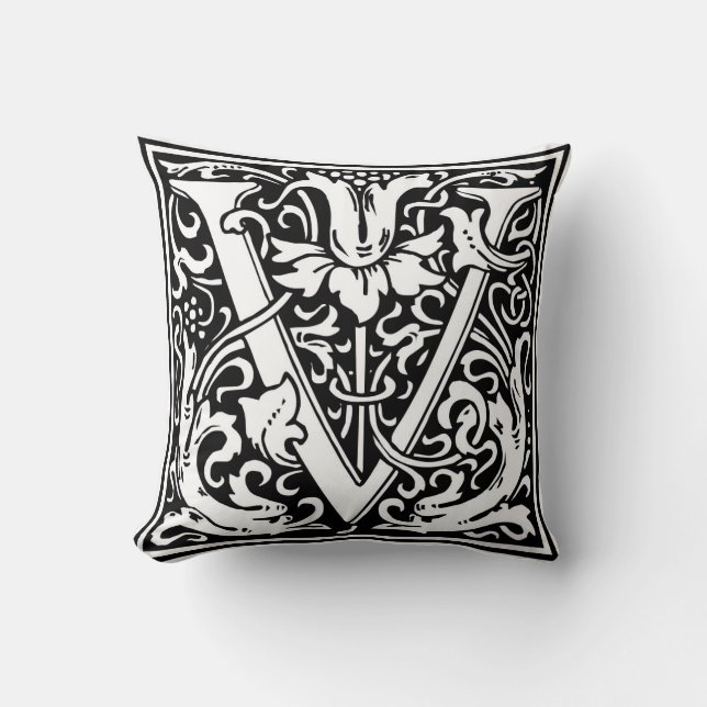 Cojín Decorativo William Morris Alphabet "V" (Anverso)